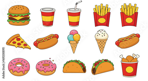 Assortment of Delicious Fast Food Items.