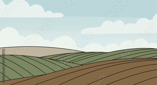 Rolling hills, fields