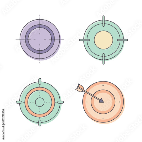 Target Icons Four targets with crosshairs and arrow