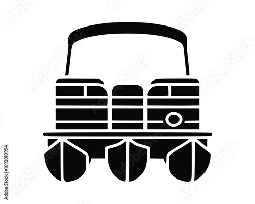 Black pontoon boat silhouette with canopy watercraft