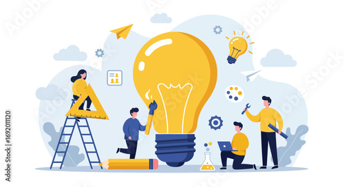 Creative Team Collaborating on a Bright Idea