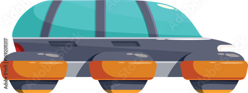 Futuristic hover car showcasing innovative transportation technology, floating effortlessly on air cushions