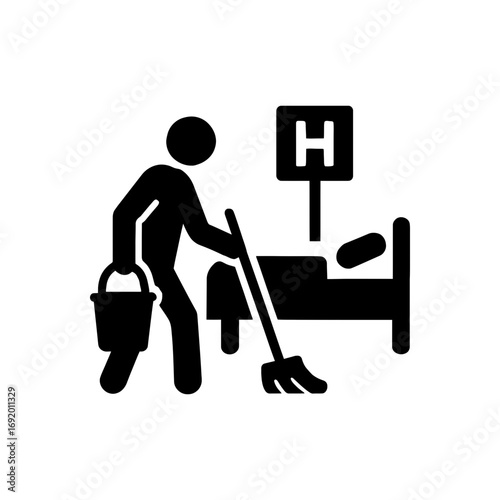 Hospital Room Cleaning Icon