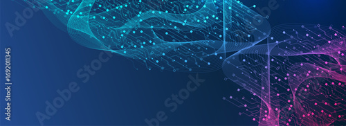 Modern technology circuit board texture background design. Quantum computer technologies concepts, large data processing. Futuristic blue circuit board background. Minimal vector motherboard