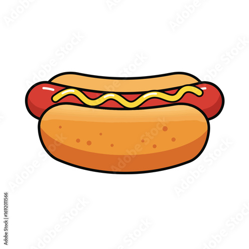 Delicious Hot Dog with Mustard Illustration.