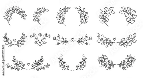 Elegant HandDrawn Botanical Flourishes and Wreaths.