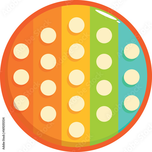 Round colorful push pop bubble sensory fidget toy showing relief and relaxation
