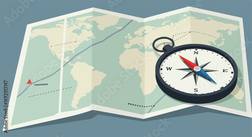 Map & compass illustration