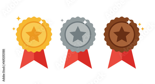 Gold Silver Bronze Award Ribbons.