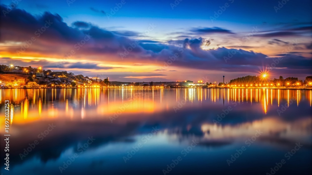 Fototapeta premium Night Reflections: Gratitude's Glimmering Waterscape