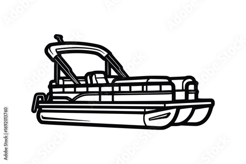Pontoon boat with canopy and seats watercraft vessel