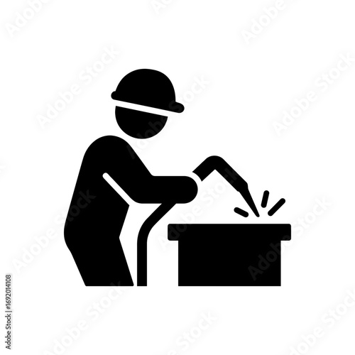 Welder working metal icon