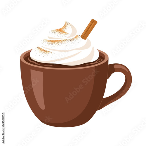 Delicious Hot Chocolate with Whipped Cream and Cinnamon