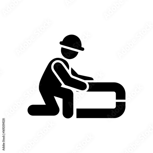 Pipe fitter worker icon