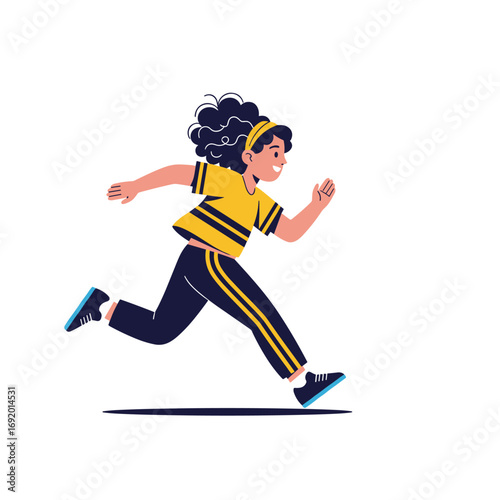 A young girl enthusiastically running and engaging in outdoor physical activity for fitness and fun