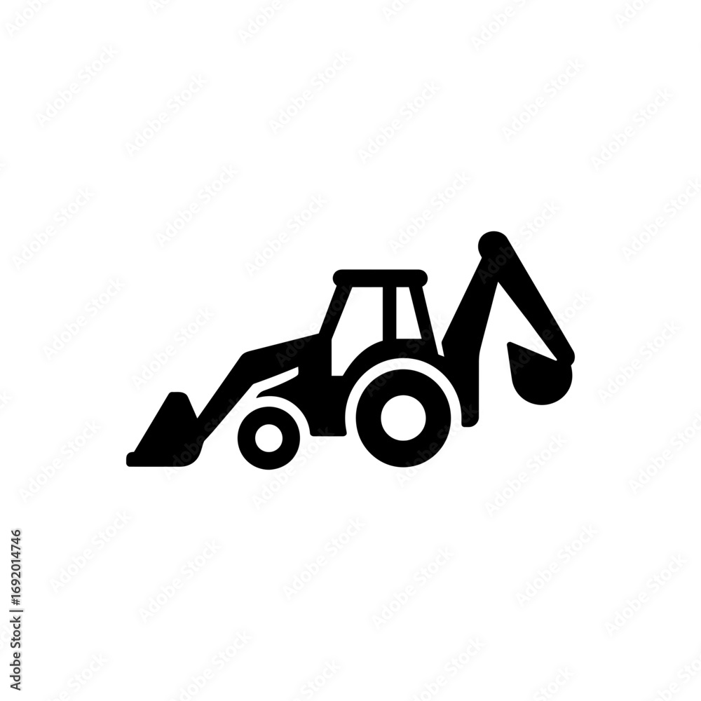 Naklejka premium Backhoe loader machine icon