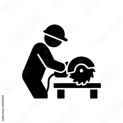 Worker Sawing Wood Icon