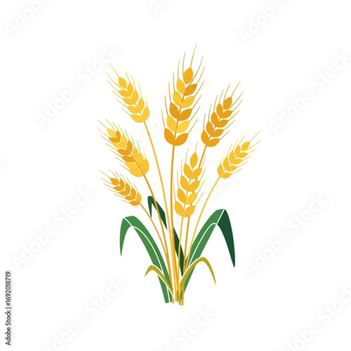 Stylized Illustration of Wheat Stalks and Leaves