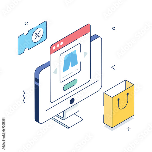 Online order illustration for e-commerce purchases and shopping transactions