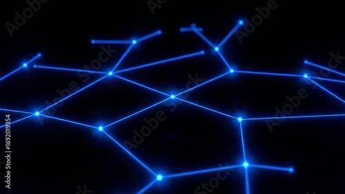Wallpaper Mural A network of glowing dots connected by shining lines, new connections forming in a chain reaction, dark background Torontodigital.ca