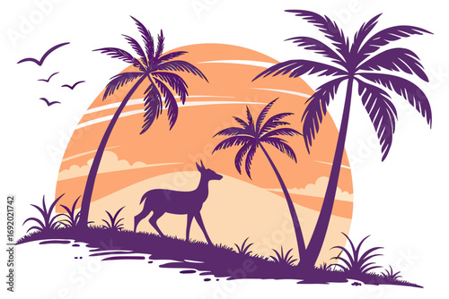silhouette of a tropical island