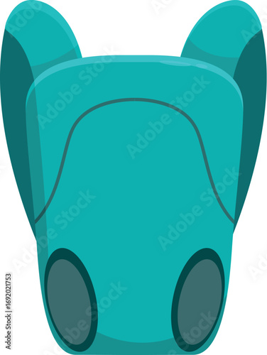 Turquoise cartoon robot head representing artificial intelligence and futuristic technology, ideal for projects related to innovation and robotics