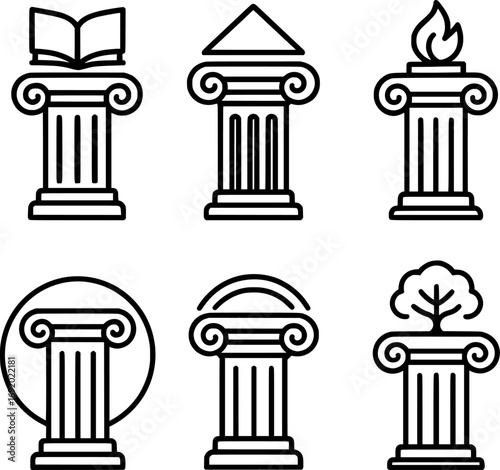 Pillars of Knowledge Vector Icon Set Unique Conceptual Designs