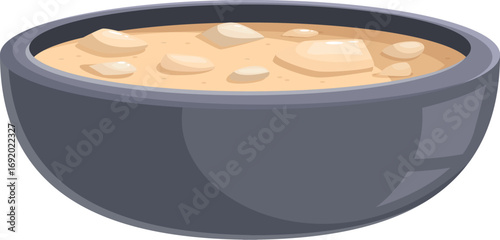 Grey bowl containing a delicious and creamy vegetable soup with potatoes, perfect for a warm and comforting meal