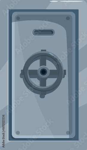 Secure steel safe door with combination lock, ensuring protection and security for important assets