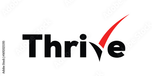 typography text thrive logo design, check graphic icon concept
