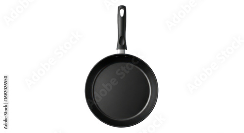 Black frying pan against transparent background