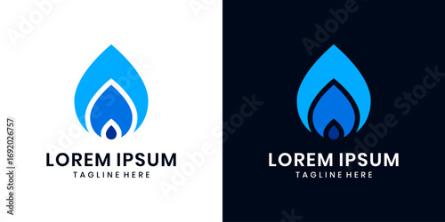 Abstract fire water drop logo design