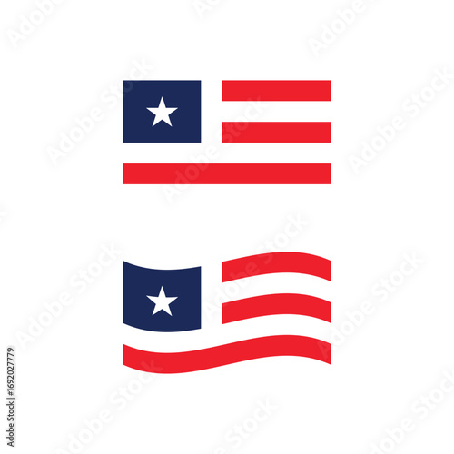 Vector illustration of the American flag logo with bold colors and clean design, ideal for patriotic themes, branding, and celebration concepts.