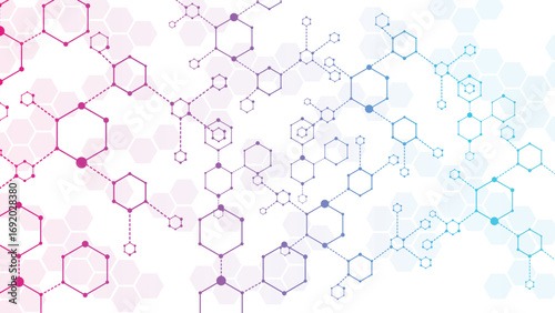 Molecular structure. Medicine researching, DNA or chemistry science. Biotechnology presentation template vector background