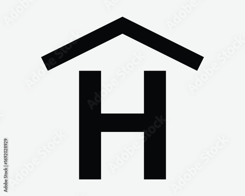 Hospital Healthcare Building Logo Icon. H on Roof for medical treatment facility for health care emergency service. Crisis clinic specialist center