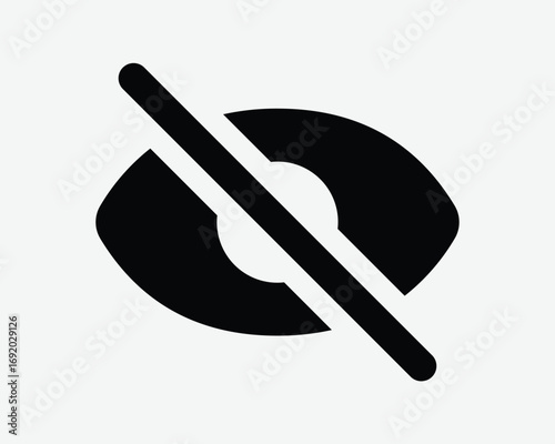 Not Visible Icon. Hidden sign eye cancel crossed out deleted. Hide view for privacy and secret. Blind no sight cannot see or look. Block password off