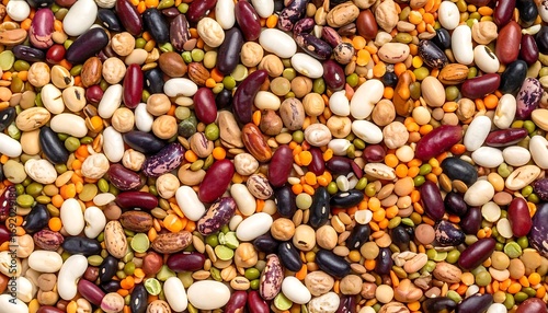 A vibrant, close-up shot reveals a colorful medley of various dried legumes. 