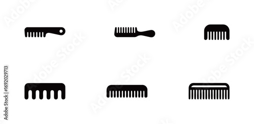 Set of comb icons vector illustration, various types of hair brushes and styling tools for beauty and personal care concepts.