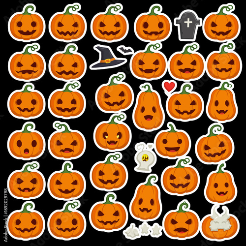 Cute Halloween Pumpkin Faces Collection