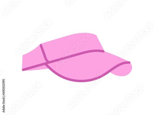 Icon of tennis visor cap, sport hat with open top and curved brim used by tennis players for sun protection, athletic headwear accessory for outdoor activities and training flat vector illustration.