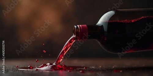Elegant wine bottle with swirling wine, ready for tasting  Rich, deep color showcases quality and craftsmanship  Ideal for wine tasting events or sophisticated advertisements , pinot noir, grape