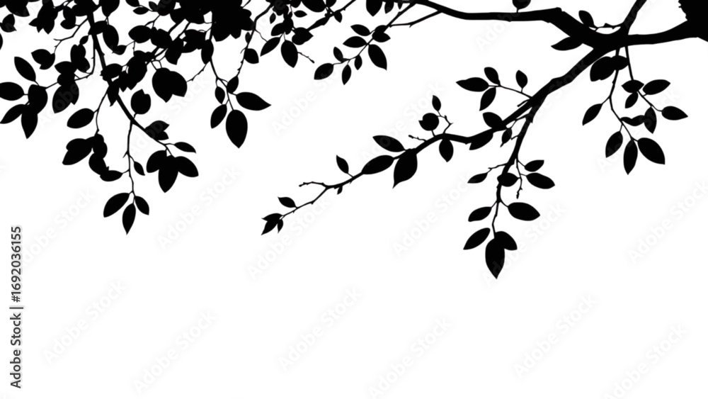 Naklejka premium tree branch silhouette isolated with cartoon vector illustration on transparent background