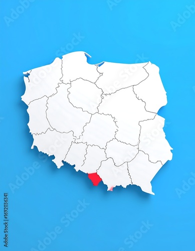 3D map of Poland highlighting a region