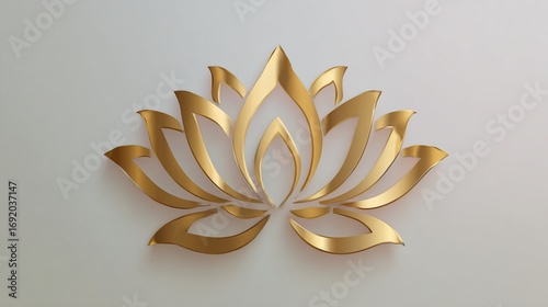 Gold lotus flower graphic design on a light background
