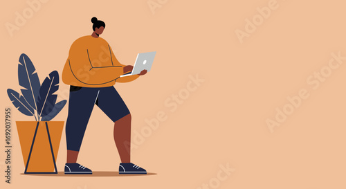 Casual person using a laptop for remote work or online learning, embodying a modern digital lifestyle and productivity.