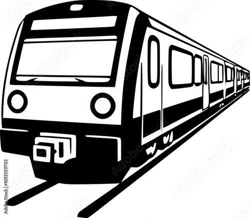 MRT train817 illustration monochrome black and white vector line art minimalist urban transportation metro subway commute public transport graphic design art print digital
