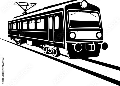 MRT train illustration monochrome black and white vector line art minimalist urban transportation metro subway commute public transport graphic design art print digital
