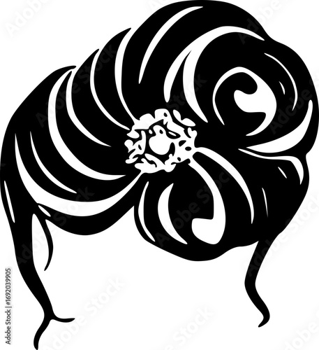 Elegant monochrome bride hairstyle illustration black and white wedding hair design fashion art