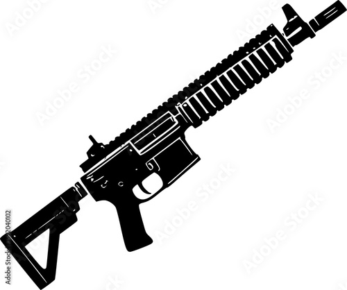 Detailed submachine gun monochrome black and white vector illustration minimalist sleek military weapon firearm tactical combat artwork design graphic art print digital stock image weaponry army warfa