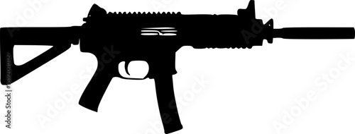 Submachine gun723 illustration a detailed monochrome black and white vector artwork of a submachine gun design for military tactical combat and historical themes in minimalist style for art print and